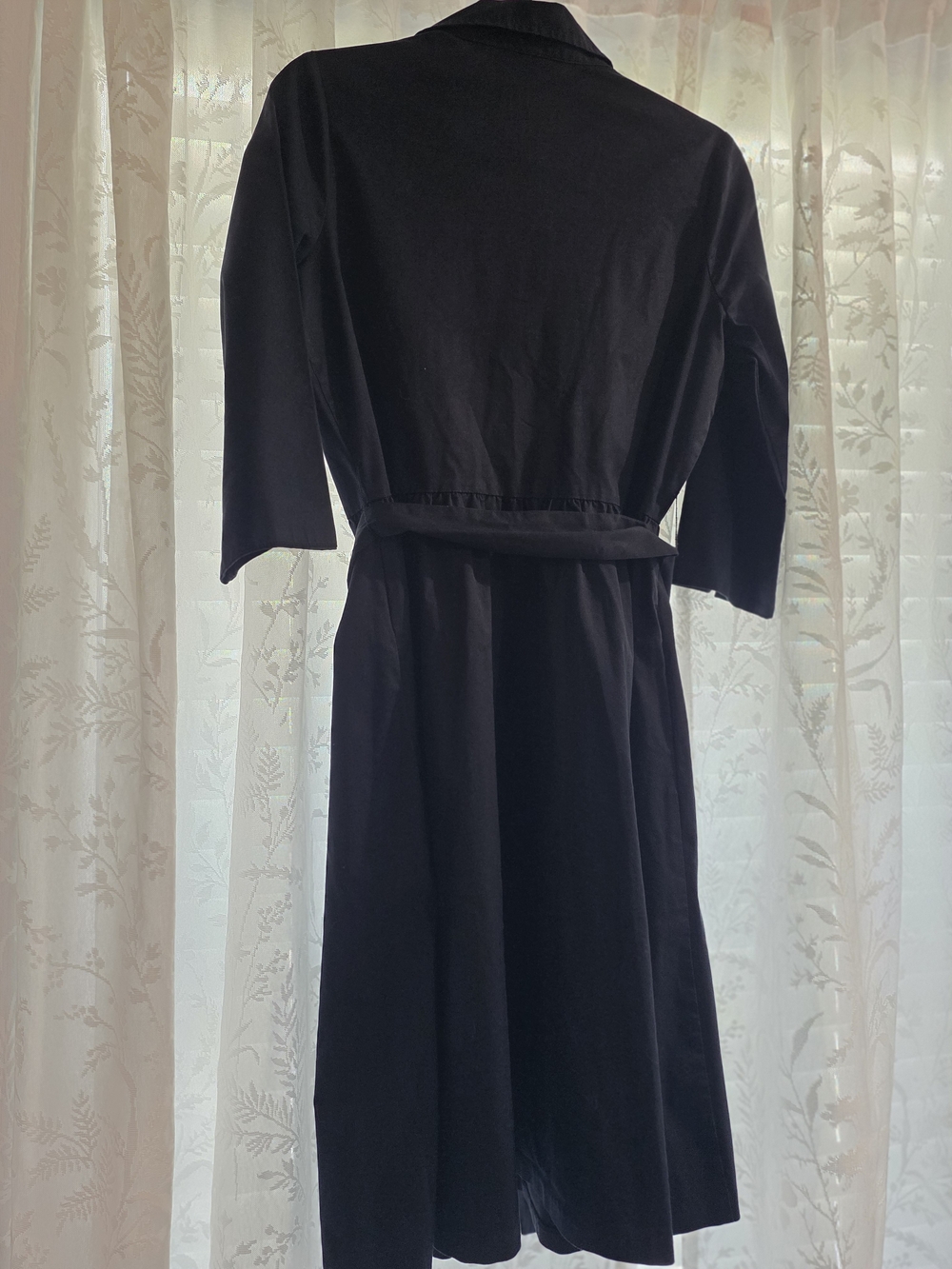Lands’ End Deep Navy Belted Shirt Dress 3/4 Sleeve Petite 6P